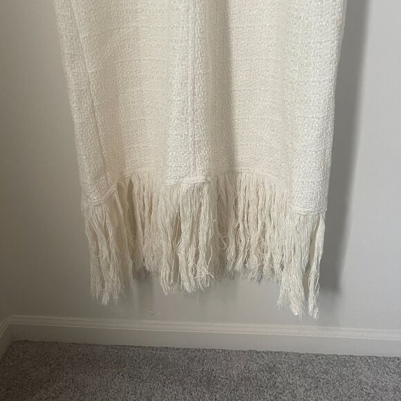 ZARA Textured Cream Fringe Hem Dress | Size L | NWT - Picture 2 of 5